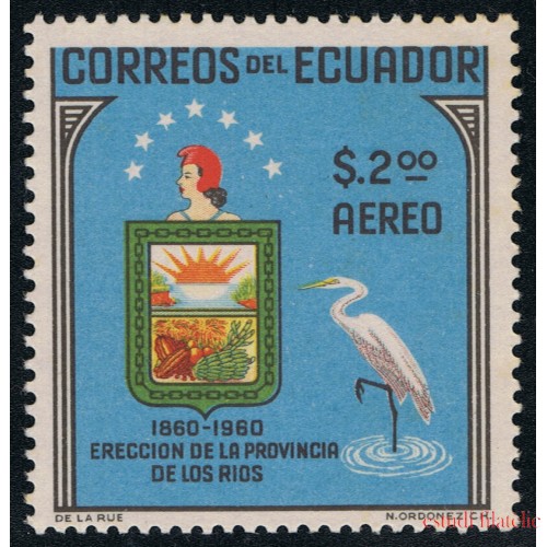 Ecuador A- 382 1961 Centenario Provincia de Los Rios Fauna Bird Usados