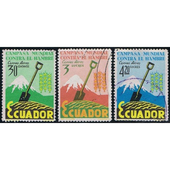 Ecuador A- 399/01 1963 Aéreo Campaña Mundial contra el Hambre Usado Ecuador A- 399/01 1963 Aéreo Campaña Mundial contra el Hambre Usado