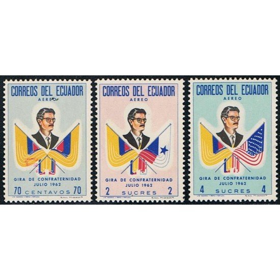 Ecuador A- 410/12 1963 Gira de Confraternidad Bandera Flag MNH