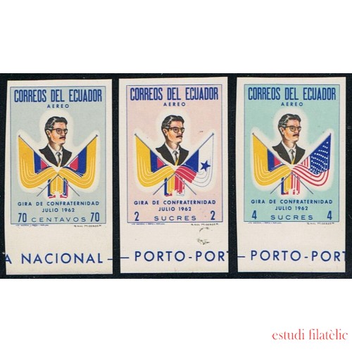 Ecuador A- 410/12s 1963 Variety Sin Dentar Confraternidad Bandera Flag MNH