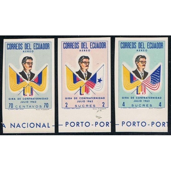 Ecuador A- 410/12s 1963 Variety Sin Dentar Confraternidad Bandera Flag MNH Ecuador A- 410/12s 1963 Variety Sin Dentar Confraternidad Bandera Flag MNH