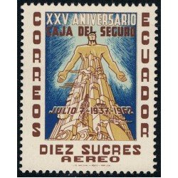 Ecuador A- 413 1963 Aéreo 25 Aniversario Caja de Seguros MNH Ecuador A- 413 1963 Aéreo 25 Aniversario Caja de Seguros MNH