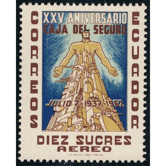 Ecuador A- 413 1963 Aéreo 25 Aniversario Caja de Seguros MH Ecuador A- 413 1963 Aéreo 25 Aniversario Caja de Seguros MH