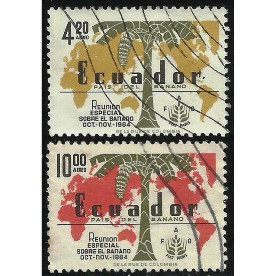 Ecuador A- 428/29 1964 Reunión especial sobre el Banano Usados Ecuador A- 428/29 1964 Reunión especial sobre el Banano Usados