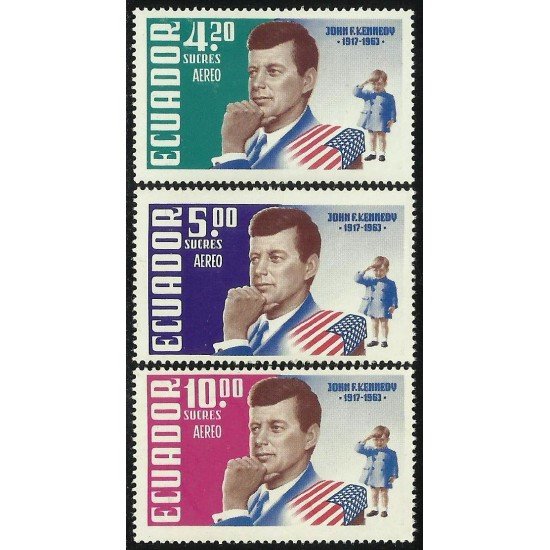 Ecuador A- 430/32 1964 Aéreo Aniversario Muerte Kennedy MNH Ecuador A- 430/32 1964 Aéreo Aniversario Muerte Kennedy MNH