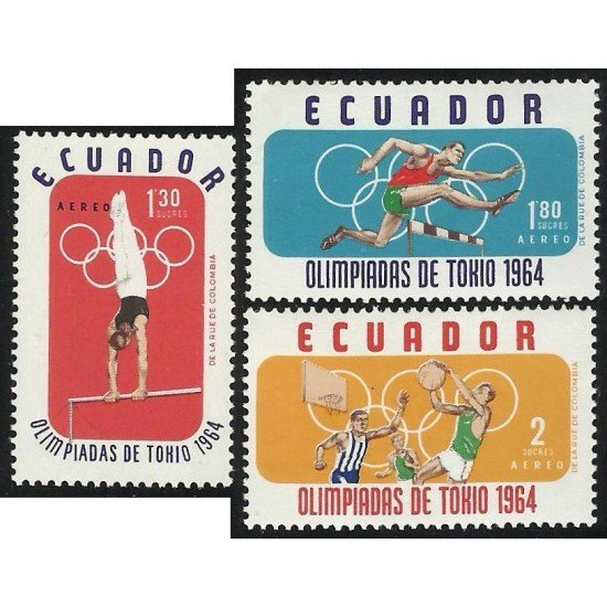 Ecuador A- 433/35 1964 Aéreo Juegos Olímpicos de Tokyo MNH Ecuador A- 433/35 1964 Aéreo Juegos Olímpicos de Tokyo MNH
