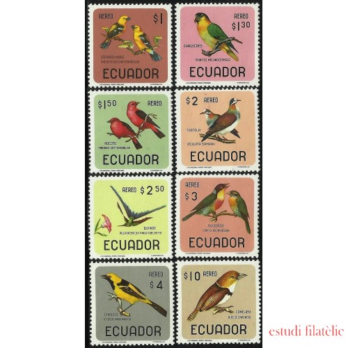 Ecuador A- 442/49 1966 Aéreo Pájaros bird Fauna MH