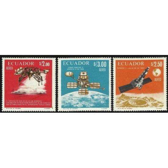 Ecuador A- 466/68 1967 Aéreo Conquista de la luna MNH Ecuador A- 466/68 1967 Aéreo Conquista de la luna MNH