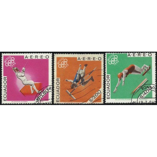 Ecuador A- 469/71 1967 Aéreo Juegos olímpicos de Mexico Olympic Games Usados Ecuador A- 469/71 1967 Aéreo Juegos olímpicos de Mexico Olympic Games Usados