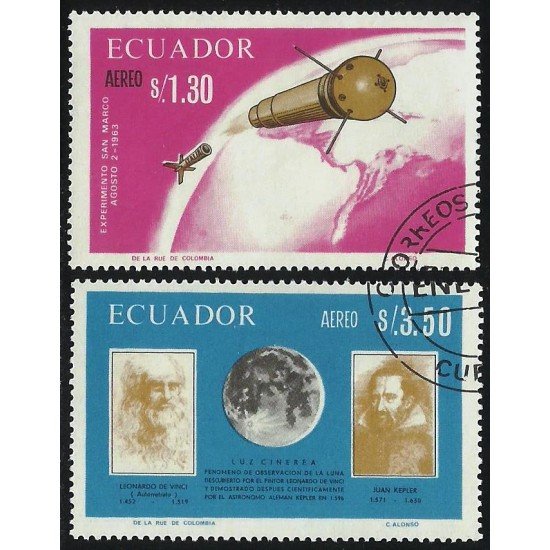 Ecuador A- 476/77 1967 Aéreo Satélites Italianos Usados Ecuador A- 476/77 1967 Aéreo Satélites Italianos Usados