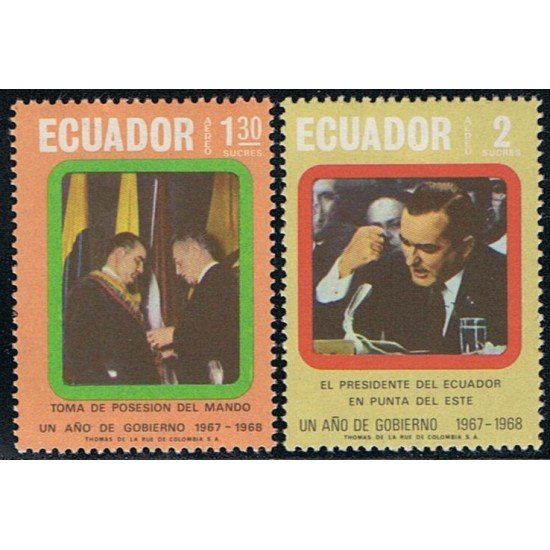 Ecuador A- 500/01 1968 Aéreo Toma de Posesión del mando MNH