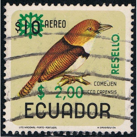 Ecuador A- 502 1969Serie corriente Pájaro bird Comejen Bucco Usado Ecuador A- 502 1969Serie corriente Pájaro bird Comejen Bucco Usado
