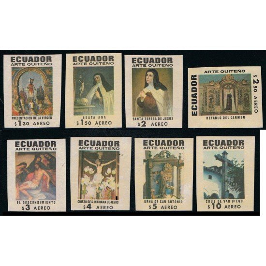 Ecuador A- 518/25 1971 Sin dentar Variedad Variety imperforate Religión Painting Ecuador A- 518/25 1971 Sin dentar Variedad Variety imperforate Religión Painting