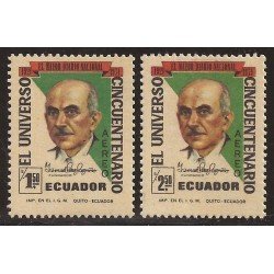 Ecuador A- 528/29 1971 Aéreo 50 Aniversario Periódico El Universo MNH Ecuador A- 528/29 1971 Aéreo 50 Aniversario Periódico El Universo MNH