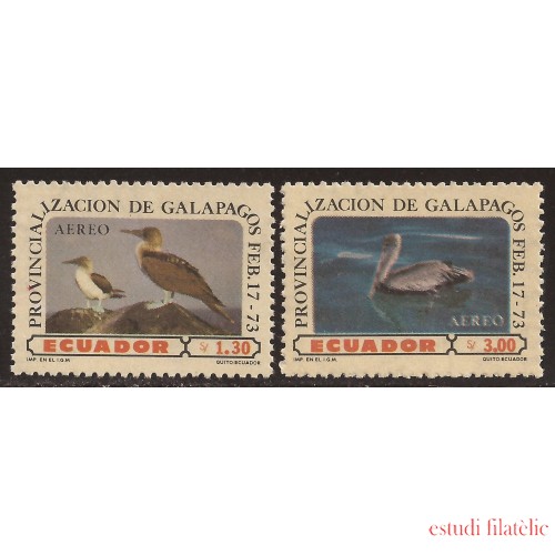 Ecuador A- 573/74 1973 Provincialización Islas Galápagos Fauna Pájaro Bird MNH