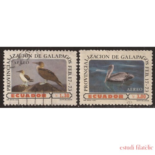 Ecuador A- 573/74 1973 Provincialización Islas Galápagos Fauna Pájaro Bird Usado