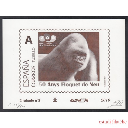 España Spain Grabado 8 Barnafil 2016 50 Av Floquet de Neu Copito de nieve Gorila Fauna  