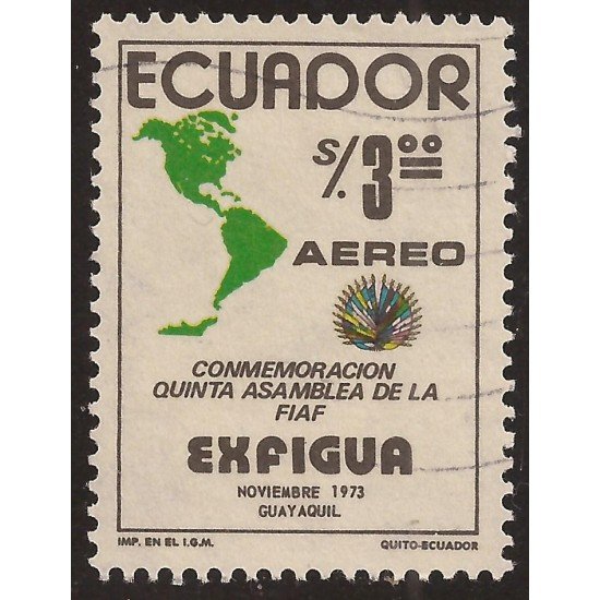 Ecuador A- 582 1974 Aéreo EXIGUA Asamblea de la FIAF Usado Ecuador A- 582 1974 Aéreo EXIGUA Asamblea de la FIAF Usado