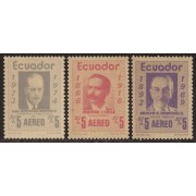 Ecuador A- 584/86 1975 Leopoldo Benites Manuel Calle Adolfo Simmonds MNH