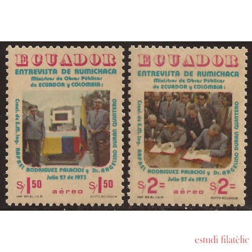 Ecuador A- 587/88 1975 Entrevista de Rumichaca Ministros obras públicas Colombia MNH 