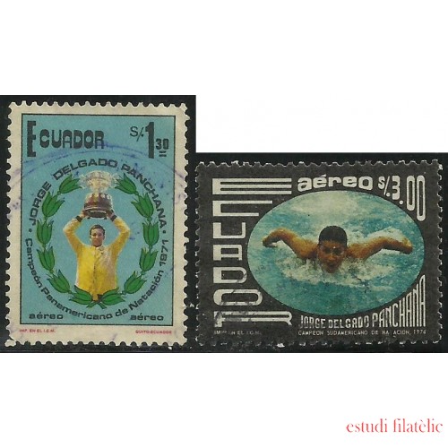 Ecuador A- 594/95 1975 Campeón de Natación Jorge Delgado Ponchana  usados