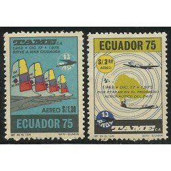 Ecuador A- 606/07 1975 Aéreo Compañía Aérea TAME Avión MNH Ecuador A- 606/07 1975 Aéreo Compañía Aérea TAME Avión MNH