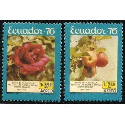 Ecuador A- 615/16 1976 Aéreo Fiesta de las flores flowers Rosa Rose Ecuador A- 615/16 1976 Aéreo Fiesta de las flores flowers Rosa Rose