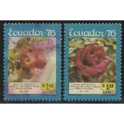 Ecuador A- 615/16 1976 Aéreo Fiesta de las flores flowers Rosa Rose usados Ecuador A- 615/16 1976 Aéreo Fiesta de las flores flowers Rosa Rose usados