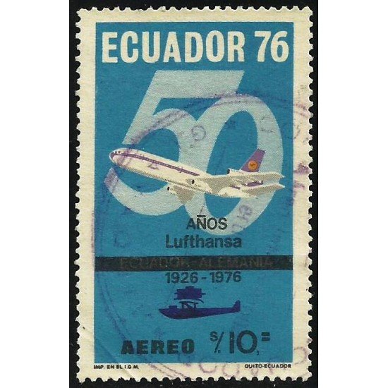 Ecuador A- 617 1975 50 Años Lufthansa Avión usado Ecuador A- 617 1975 50 Años Lufthansa Avión usado