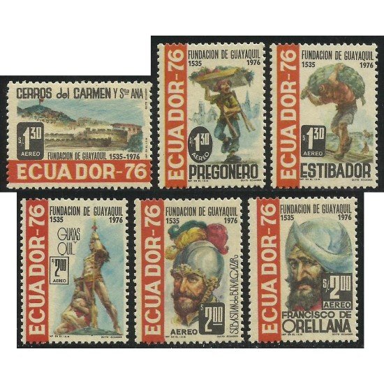 Ecuador A- 619/24 1976 Fundación de Guayaquil Cerros del Carmen y Santa Ana MNH Ecuador A- 619/24 1976 Fundación de Guayaquil Cerros del Carmen y Santa Ana MNH