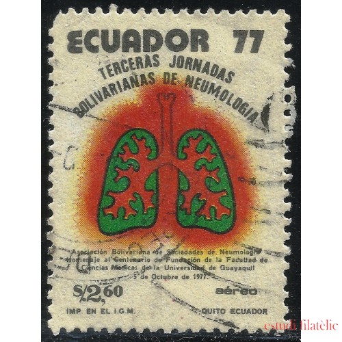 Ecuador A- 646 1977 Aéreo Universiadad de Guayaquil Congreso de Neumología Usado