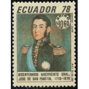 Ecuador A- 649 1978 Aéreo Bicentenario José de San Martín Militar Military MNH