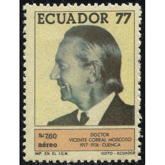 Ecuador A- 654 1978 Aéreo Dr. Vicente Corral Moscoso MNH Ecuador A- 654 1978 Aéreo Dr. Vicente Corral Moscoso MNH