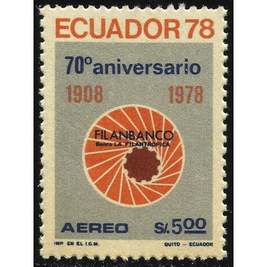Ecuador A- 657 1978 70 Aniversario Filanbanco Banco La Filantropica MNH Ecuador A- 657 1978 70 Aniversario Filanbanco Banco La Filantropica MNH