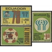 Ecuador A- 658/60 1978 Campeonato Mundial Fútbol Football Argentina 78 MNH