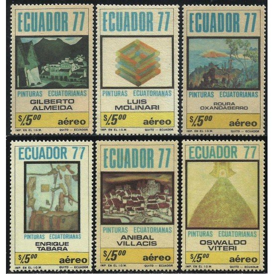 Ecuador A- 661/66 1978 Pintores ecuatorianos painting Almeida Molinari Tabara Ecuador A- 661/66 1978 Pintores ecuatorianos painting Almeida Molinari Tabara