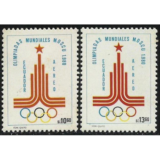 Ecuador A- 712/13 1980 Juegos Olímpicos Olympic Games Moscú 80 MNH