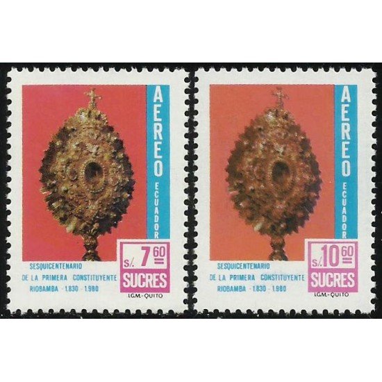 Ecuador A- 714/15 1980 150 Aniverasrio Primera Asamblea Riobamba MNH Ecuador A- 714/15 1980 150 Aniverasrio Primera Asamblea Riobamba MNH