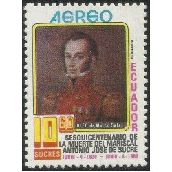 Ecuador A- 729 1980 150 Aniv. Muerte Marisacl Antonio José De Sucre Militar MNH Ecuador A- 729 1980 150 Aniv. Muerte Marisacl Antonio José De Sucre Militar MNH