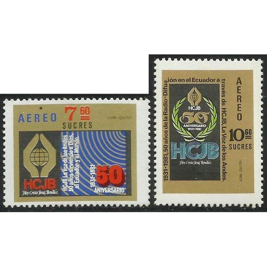 Ecuador A- 732/33 1981 50 Aniversario Radiodifusión Radio MNH