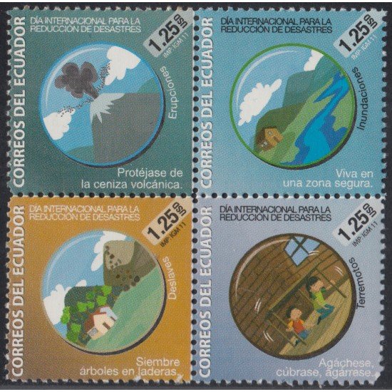 Ecuador 2350/53 2011 Día Internacional De la Prevención de Catástrofes Naturales