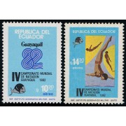 Ecuador A- 744/45 1982 4 Campeonato Mundial de Natación fish MNH