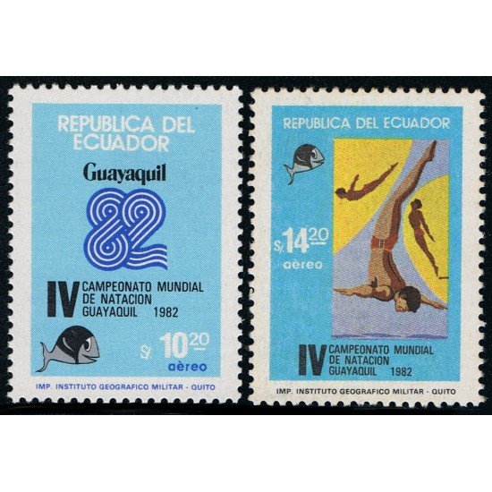 Ecuador A- 744/45 1982 4 Campeonato Mundial de Natación fish MNH Ecuador A- 744/45 1982 4 Campeonato Mundial de Natación fish MNH