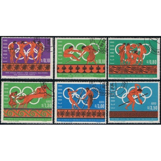 Ecuador MI- 1262/67 1966 Juegos Olímpicos Olympic games Mexico Usados Ecuador MI- 1262/67 1966 Juegos Olímpicos Olympic games Mexico Usados