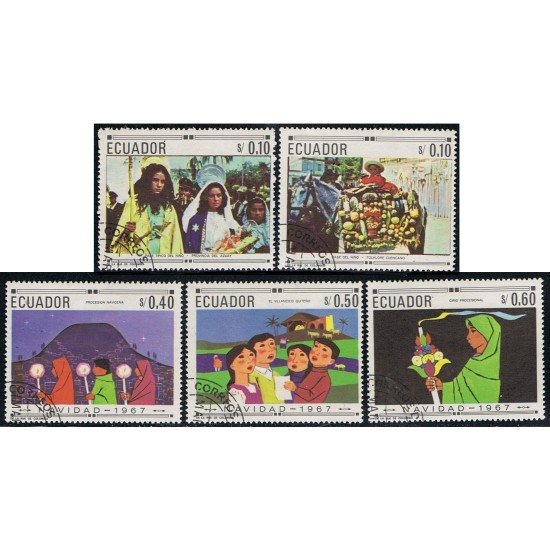 Ecuador MI 794A/E 1967 Navidad Christmas Religión Usados Ecuador MI 794A/E 1967 Navidad Christmas Religión Usados