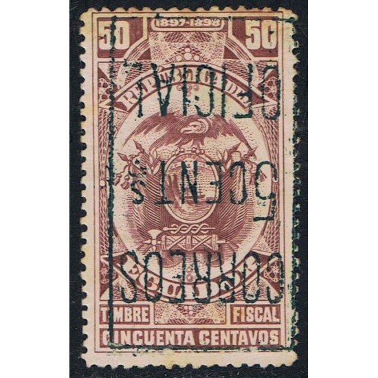 Ecuador S- 60 1898 Variedad Variety Servicio Service Doble sobrecarga invertida MH Ecuador S- 60 1898 Variedad Variety Servicio Service Doble sobrecarga invertida MH