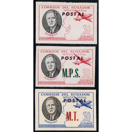 Ecuador S- 165/67 1949 Sin dentar Presidente Roosevelt Avion POSTAL MNH Ecuador S- 165/67 1949 Sin dentar Presidente Roosevelt Avion POSTAL MNH