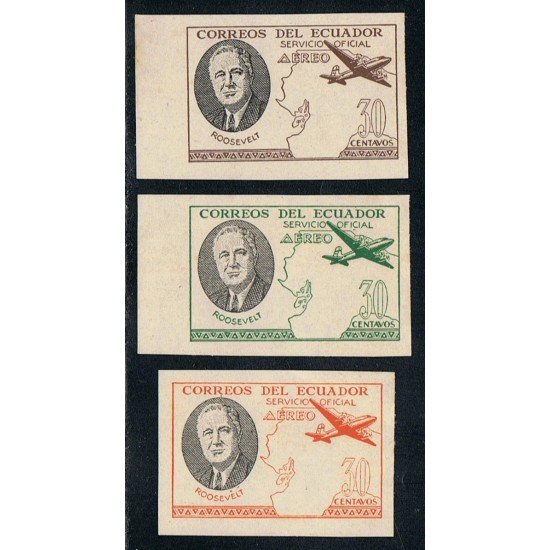 Ecuador S- 19/21 1949 Presidente Roosevelt Avión MNH