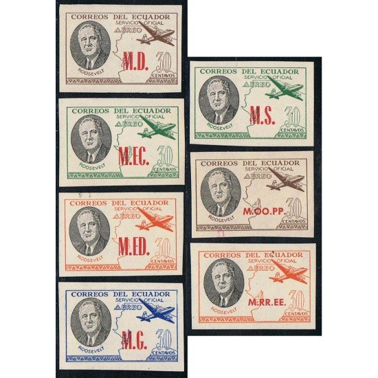 Ecuador S- 22/28 1949 Servicio Service Presidente Roosevelt MNH