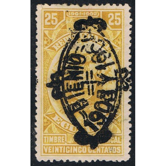 Ecuador Fiscales 137a 1903 Bienio Variedad Variety Doble sobrecarga Ecuador Fiscales 137a 1903 Bienio Variedad Variety Doble sobrecarga